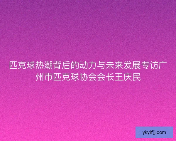 匹克球热潮背后的动力与未来发展专访广州市匹克球协会会长王庆民